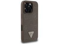 Capa MagSafe para iPhone 16 Pro com estampa texturizada de peônias e triângulos - Marrom Capa MagSafe para iPhone 16 Pro com estampa texturizada de peônias e triângulos - Marrom