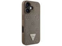 Capa MagSafe para iPhone 16 com estampa texturizada de peônias e triângulos - Marrom Capa MagSafe para iPhone 16 com estampa texturizada de peônias e triângulos - Marrom
