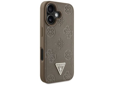 Guess Grained Hot Stamp Peony Triangle Logo MagSafe iPhone 16 Case - Brown Guess Grained Hot Stamp Peony Triangle Logo MagSafe iPhone 16 Case - Brown