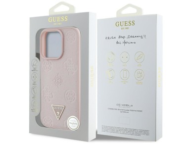 Guess Grained Hot Stamp Peony Triangle Logo MagSafe iPhone 16 Pro Case - Pink Guess Grained Hot Stamp Peony Triangle Logo MagSafe iPhone 16 Pro Case - Pink
