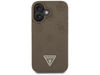 Capa MagSafe para iPhone 16 com estampa texturizada de peônias e triângulos - Marrom Capa MagSafe para iPhone 16 com estampa texturizada de peônias e triângulos - Marrom