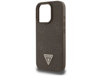 Capa MagSafe para iPhone 16 Pro com estampa texturizada de peônias e triângulos - Marrom Capa MagSafe para iPhone 16 Pro com estampa texturizada de peônias e triângulos - Marrom