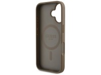 Capa MagSafe para iPhone 16 com estampa texturizada de peônias e triângulos - Marrom Capa MagSafe para iPhone 16 com estampa texturizada de peônias e triângulos - Marrom