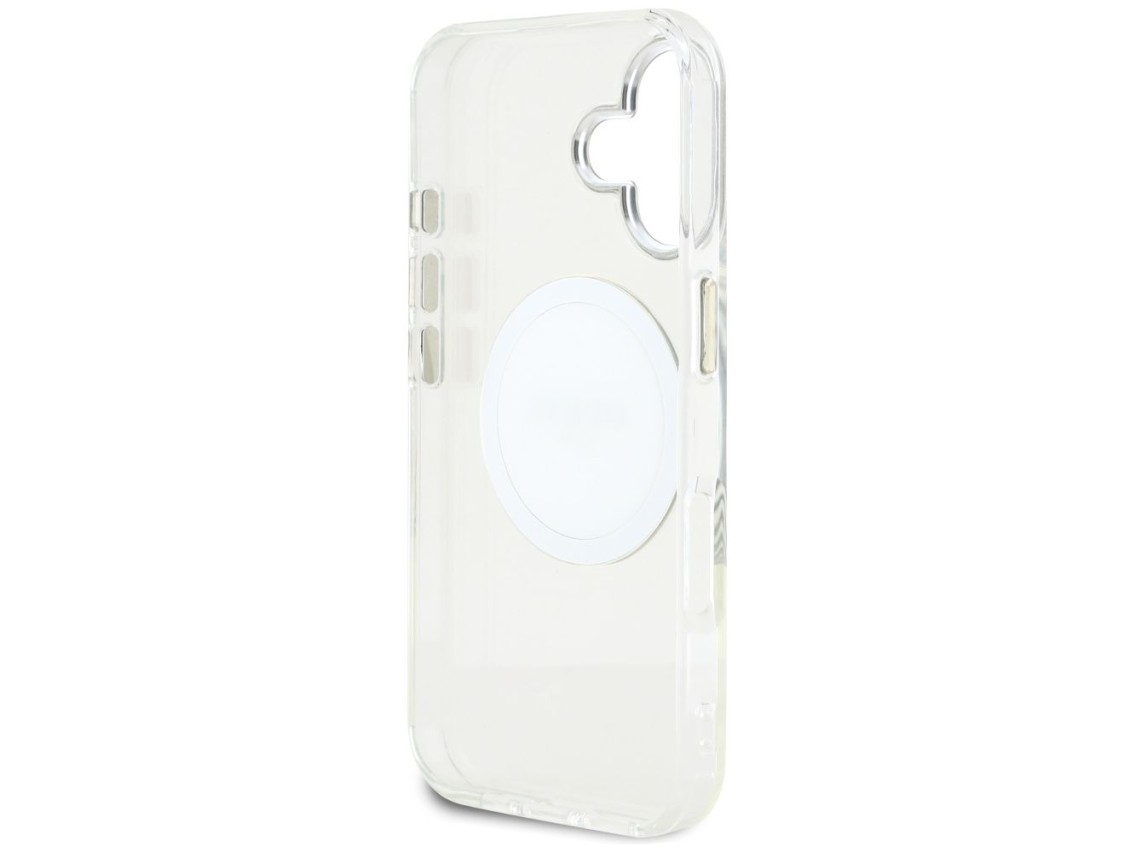 Guess IML Metal Colored Circle Classic Logo MagSafe case for iPhone 16 - white