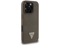 Guess Grained Hot Stamp Peony Triangle Logo MagSafe iPhone 16 Pro Max Case - Brown Guess Grained Hot Stamp Peony Triangle Logo MagSafe iPhone 16 Pro Max Case - Brown