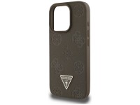 Guess Grained Hot Stamp Peony Triangle Logo MagSafe iPhone 16 Pro Max Case - Brown Guess Grained Hot Stamp Peony Triangle Logo MagSafe iPhone 16 Pro Max Case - Brown