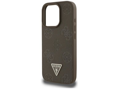 Capa MagSafe para iPhone 16 Pro Max com estampa texturizada de peônias e triângulos - Marrom Capa MagSafe para iPhone 16 Pro Max com estampa texturizada de peônias e triângulos - Marrom