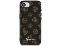 Capa MagSafe para iPhone 16e com logo Guess Peony Script, preta