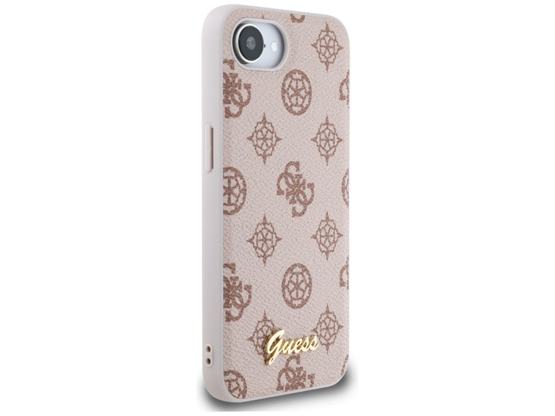 Funda Guess Peony Script Logo MagSafe para iPhone 16e - Marrón