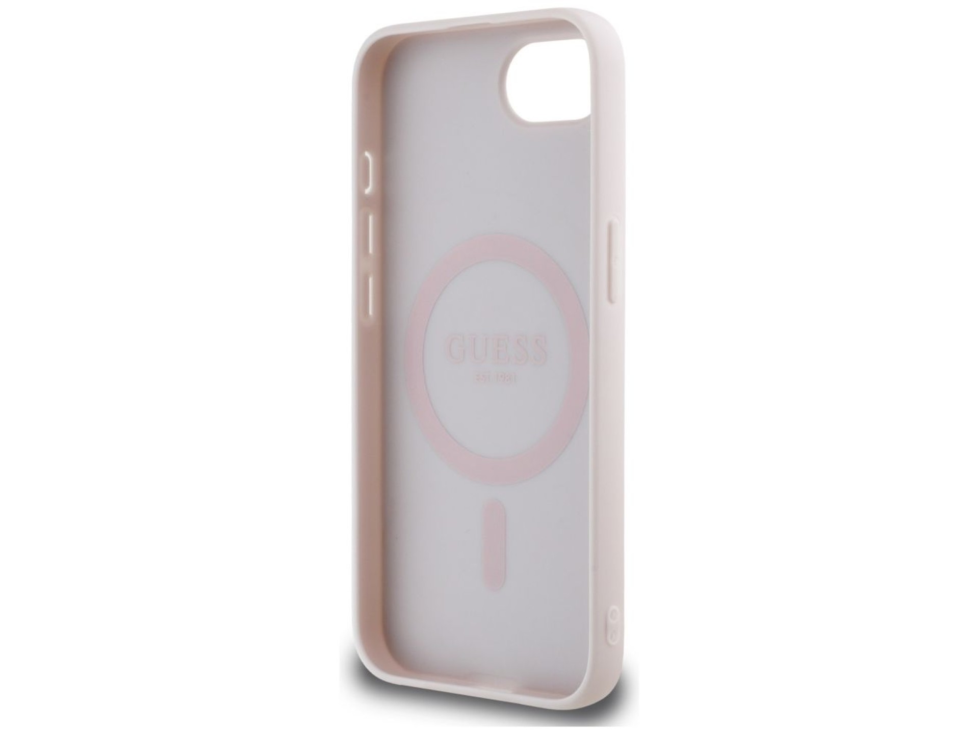 Funda Guess Peony Script Logo MagSafe para iPhone 16e - Marrón
