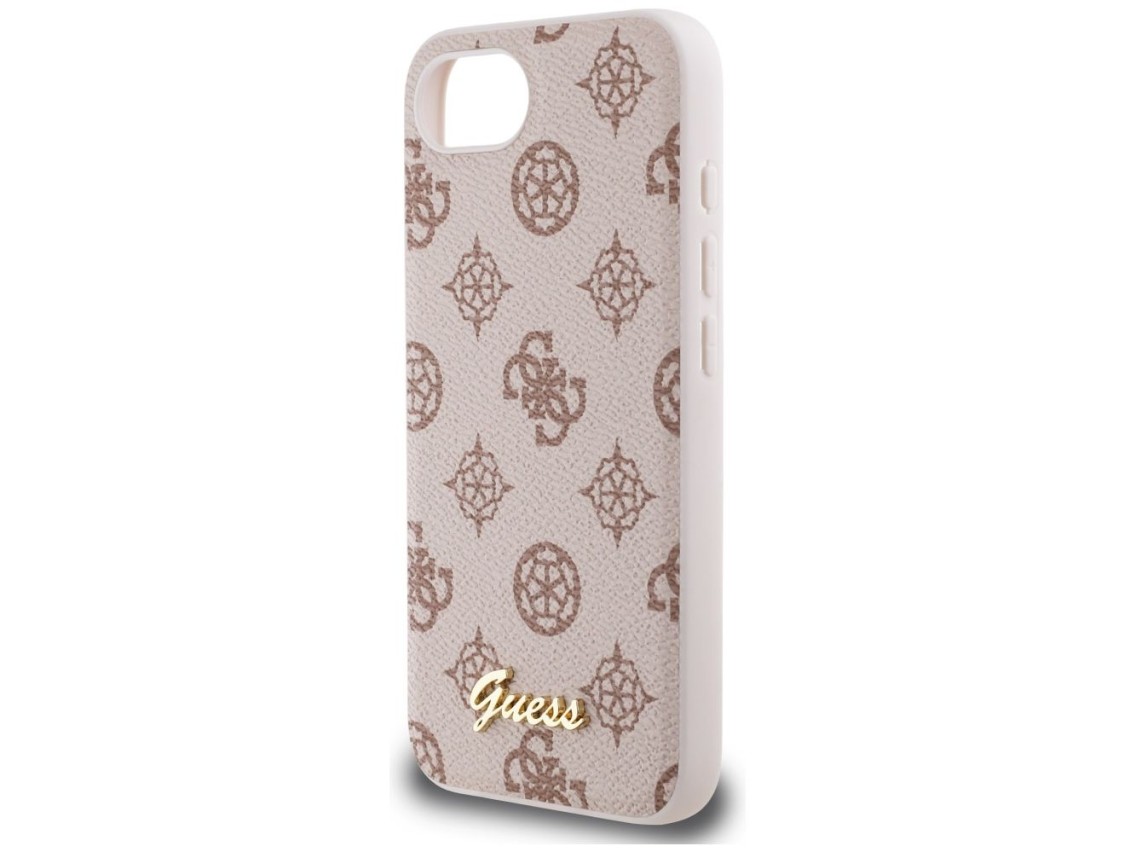 Funda Guess Peony Script Logo MagSafe para iPhone 16e - Marrón