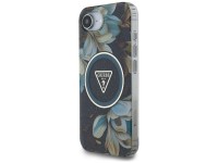 Guess IML Metal Glitter Flowers Triangle MagSafe case for iPhone 16e - black Guess IML Metal Glitter Flowers Triangle MagSafe case for iPhone 16e - black