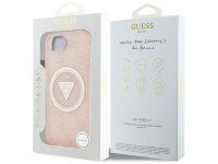 Funda Guess IML Metal Glitter 4G Circle Triangle MagSafe para iPhone 16e - rosa