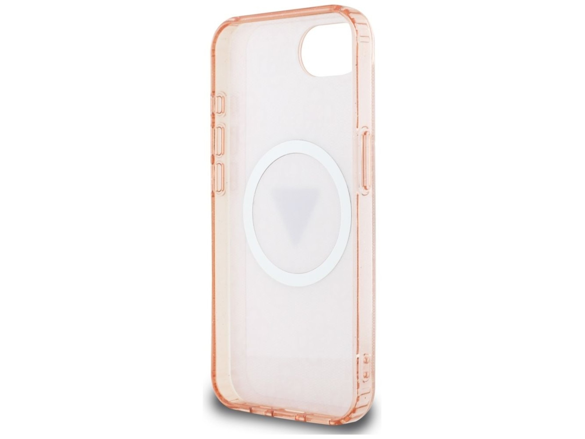 Funda Guess IML Metal Glitter 4G Circle Triangle MagSafe para iPhone 16e - rosa