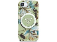 Funda Guess IML Metal Glitter Flowers Triangle MagSafe para iPhone 16e - Verde Funda Guess IML Metal Glitter Flowers Triangle MagSafe para iPhone 16e - Verde