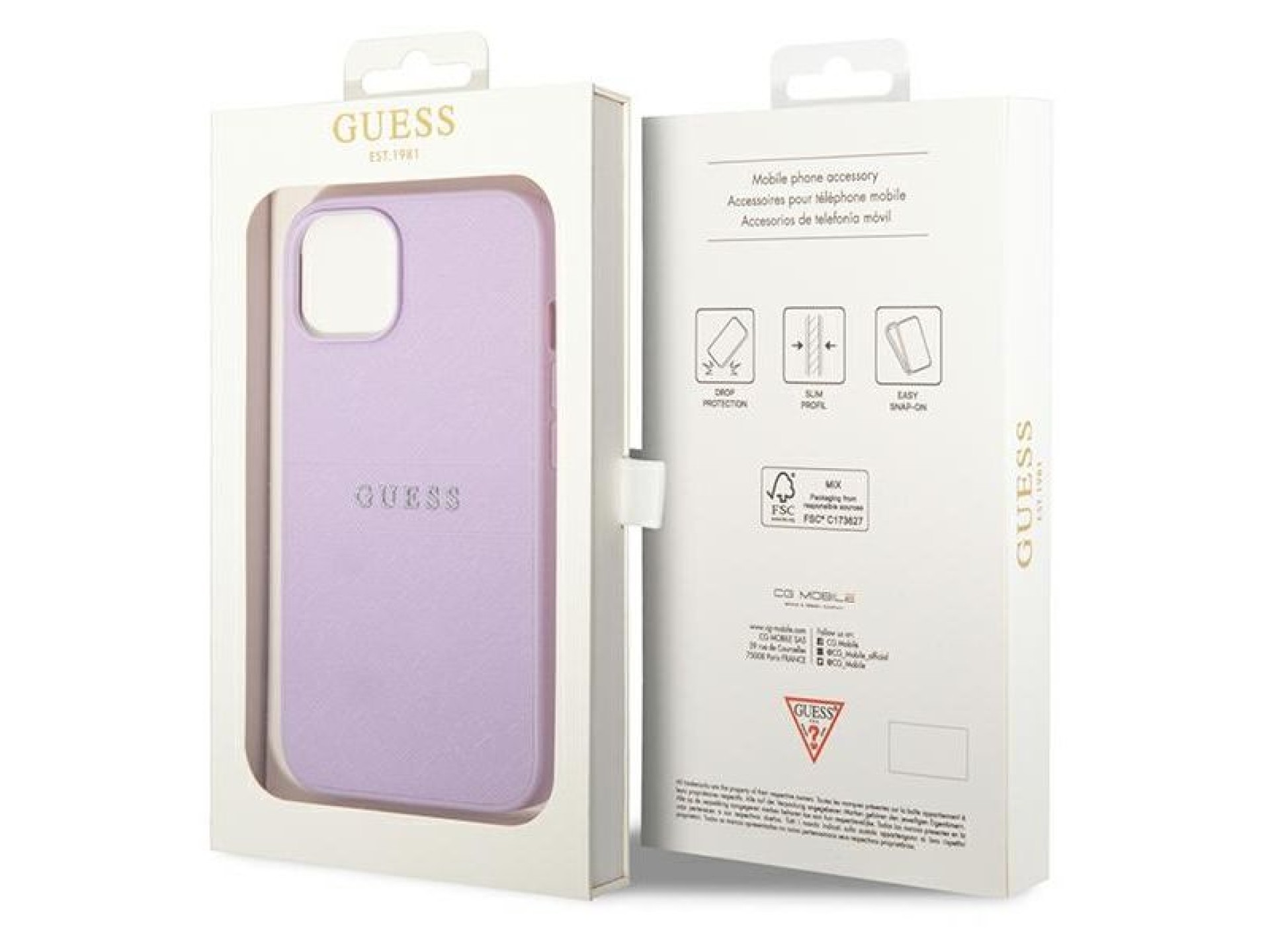 Capa Guess GUHCP14MPSASBPU para iPhone 14 Plus / 15 Plus - Roxa