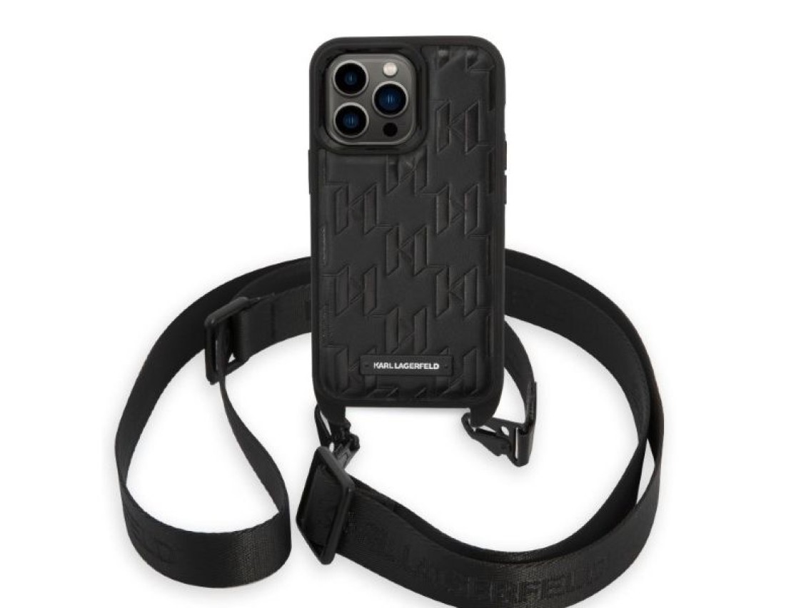 Karl Lagerfeld KLHCP14LSTMMK iPhone 14 Pro 6.1" estuche r�gido negro/negro Placa con logotipo Monogr