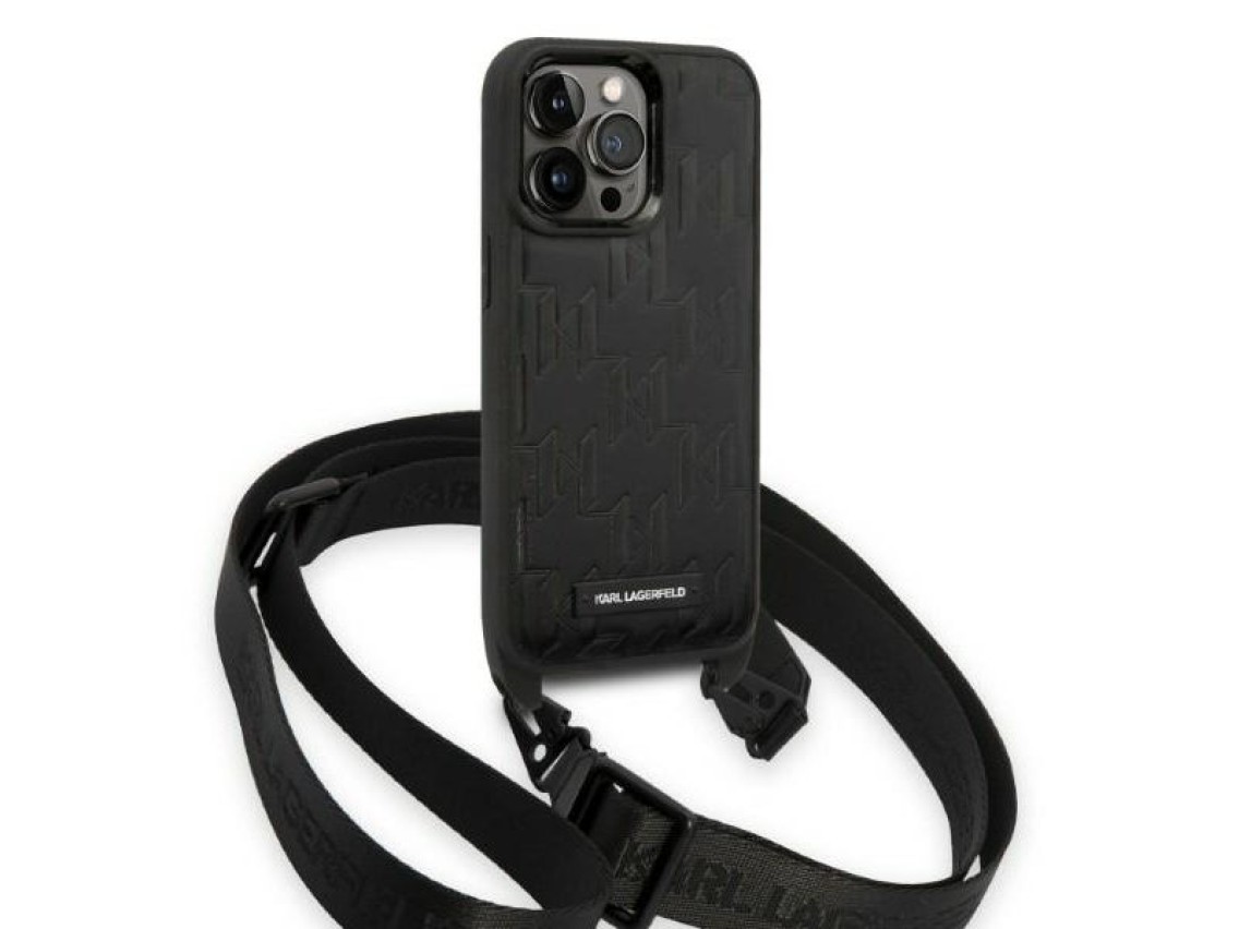 Karl Lagerfeld KLHCP14LSTMMK iPhone 14 Pro 6.1" estuche r�gido negro/negro Placa con logotipo Monogr