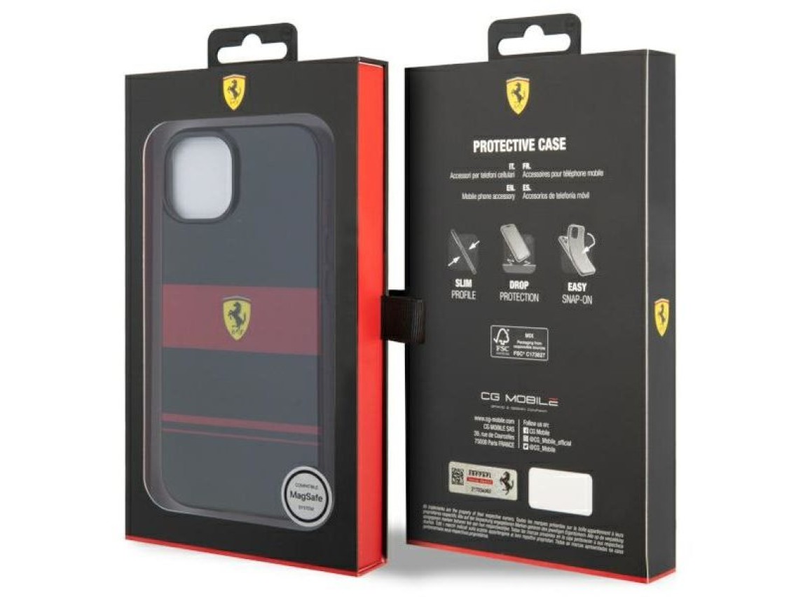 Ferrari FEHMP14SUCOK iPhone 14 6.1" capa rígida preta/preta IMD Combi Magsafe