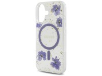 Capa MagSafe Guess Resin Flowers Glitter para iPhone 16 - roxa Capa MagSafe Guess Resin Flowers Glitter para iPhone 16 - roxa