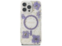 Funda Guess Resin Flowers MagSafe para iPhone 16 Pro - morado Funda Guess Resin Flowers MagSafe para iPhone 16 Pro - morado