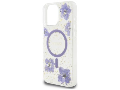 Guess Resin Flowers MagSafe case for iPhone 16 Pro - purple Guess Resin Flowers MagSafe case for iPhone 16 Pro - purple