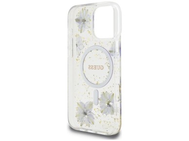 Guess Resin Flowers MagSafe case for iPhone 16 Pro - purple Guess Resin Flowers MagSafe case for iPhone 16 Pro - purple