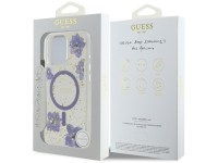 Funda Guess Resin Flowers MagSafe para iPhone 16 Pro - morado Funda Guess Resin Flowers MagSafe para iPhone 16 Pro - morado