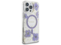 Funda Guess Resin Flowers MagSafe para iPhone 16 Pro - morado Funda Guess Resin Flowers MagSafe para iPhone 16 Pro - morado