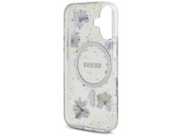 Capa MagSafe Guess Resin Flowers Glitter para iPhone 16 - roxa Capa MagSafe Guess Resin Flowers Glitter para iPhone 16 - roxa