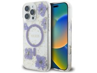 Funda Guess Resin Flowers MagSafe para iPhone 16 Pro - morado Funda Guess Resin Flowers MagSafe para iPhone 16 Pro - morado