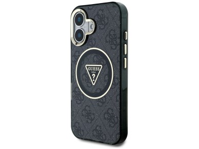 Capa Guess IML Metal Glitter 4G Circle Triangle MagSafe para iPhone 16 - Preta Capa Guess IML Metal Glitter 4G Circle Triangle MagSafe para iPhone 16 - Preta