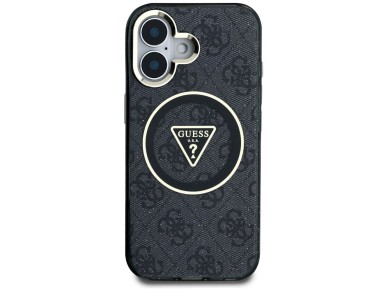 Capa Guess IML Metal Glitter 4G Circle Triangle MagSafe para iPhone 16 - Preta Capa Guess IML Metal Glitter 4G Circle Triangle MagSafe para iPhone 16 - Preta