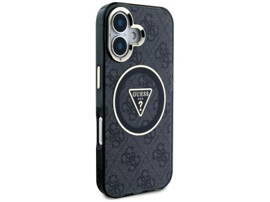Capa Guess IML Metal Glitter 4G Circle Triangle MagSafe para iPhone 16 - Preta Capa Guess IML Metal Glitter 4G Circle Triangle MagSafe para iPhone 16 - Preta