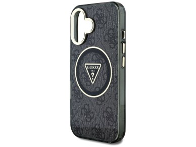 Capa Guess IML Metal Glitter 4G Circle Triangle MagSafe para iPhone 16 - Preta Capa Guess IML Metal Glitter 4G Circle Triangle MagSafe para iPhone 16 - Preta