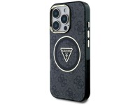 Guess IML Metal Glitter 4G Circle Triangle MagSafe Case for iPhone 16 Pro - Black Guess IML Metal Glitter 4G Circle Triangle MagSafe Case for iPhone 16 Pro - Black