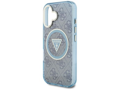 Guess IML Metal Glitter 4G Circle Triangle MagSafe Case for iPhone 16 - Blue Guess IML Metal Glitter 4G Circle Triangle MagSafe Case for iPhone 16 - Blue