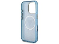Capa Guess IML Metal Glitter 4G Circle Triangle MagSafe para iPhone 16 Pro Max - Azul