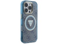 Capa Guess IML Metal Glitter 4G Circle Triangle MagSafe para iPhone 16 Pro Max - Azul