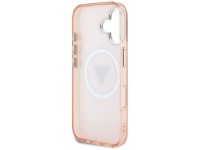 Guess IML Metal Glitter 4G Circle Triangle MagSafe case for iPhone 16 - pink