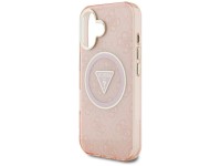 Guess IML Metal Glitter 4G Circle Triangle MagSafe case for iPhone 16 - pink