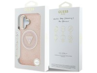 Guess IML Metal Glitter 4G Circle Triangle MagSafe case for iPhone 16 - pink