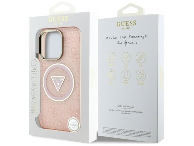 Guess IML Metal Glitter 4G Circle Triangle MagSafe Case for iPhone 16 Pro Max - Pink Guess IML Metal Glitter 4G Circle Triangle MagSafe Case for iPhone 16 Pro Max - Pink