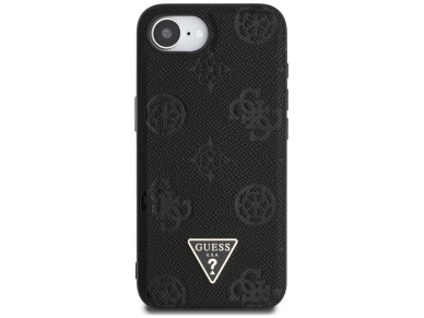 Guess Grained Hot Stamp Peony Triangle Logo MagSafe Case for iPhone 16e - Black Guess Grained Hot Stamp Peony Triangle Logo MagSafe Case for iPhone 16e - Black