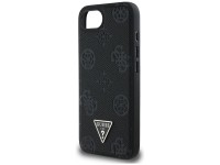Capa MagSafe Guess com estampa texturizada de peônias e triângulos para iPhone 16e - Preta Capa MagSafe Guess com estampa texturizada de peônias e triângulos para iPhone 16e - Preta