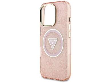 Guess IML Metal Glitter 4G Circle Triangle MagSafe Case for iPhone 16 Pro - Pink Guess IML Metal Glitter 4G Circle Triangle MagSafe Case for iPhone 16 Pro - Pink