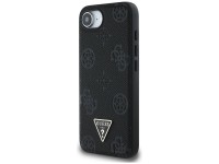 Capa MagSafe Guess com estampa texturizada de peônias e triângulos para iPhone 16e - Preta Capa MagSafe Guess com estampa texturizada de peônias e triângulos para iPhone 16e - Preta