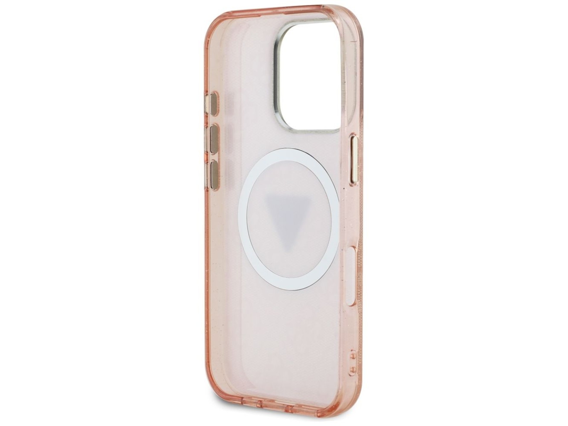 Guess IML Metal Glitter 4G Circle Triangle MagSafe Case for iPhone 16 Pro Max - Pink