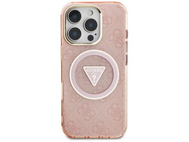 Guess IML Metal Glitter 4G Circle Triangle MagSafe Case for iPhone 16 Pro Max - Pink Guess IML Metal Glitter 4G Circle Triangle MagSafe Case for iPhone 16 Pro Max - Pink
