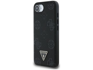 Guess Grained Hot Stamp Peony Triangle Logo MagSafe Case for iPhone 16e - Black Guess Grained Hot Stamp Peony Triangle Logo MagSafe Case for iPhone 16e - Black